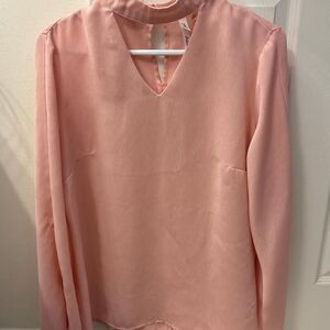 NY Collection Pink long sleeve blouse with cut out neckline Size MD